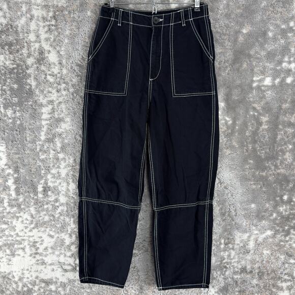 H&M Divided Size 4 Casual Denim Jeans Black Ankle Button Zip - Picture 1 of 12